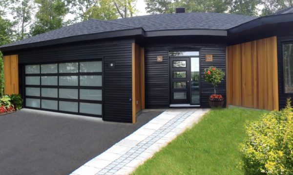 Panoramic Garage Door  / Black / Reflective Glass